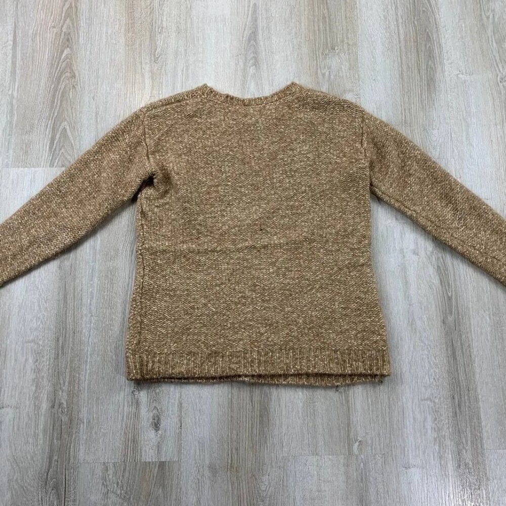 Sezane Cable Knit Crewneck Sweater in Camel Brown - Picture 3 of 5